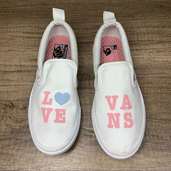 VANS Kids Off The Wall Slip On White Shoes Sz 2.5 - Picture 4 of 12